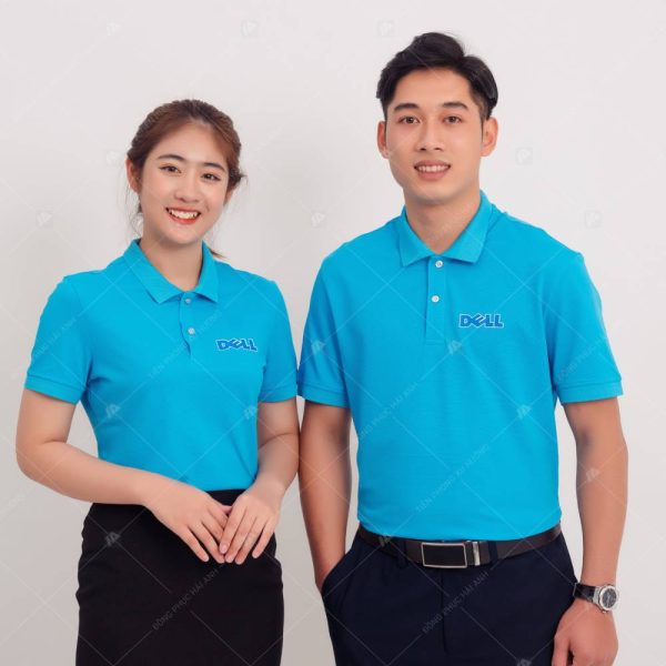 áo polo đồng phục công ty Dell màu xanh