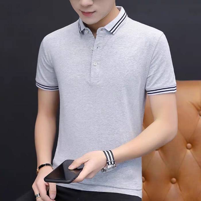 Mẫu áo polo dáng slimfit màu xám tôn dáng