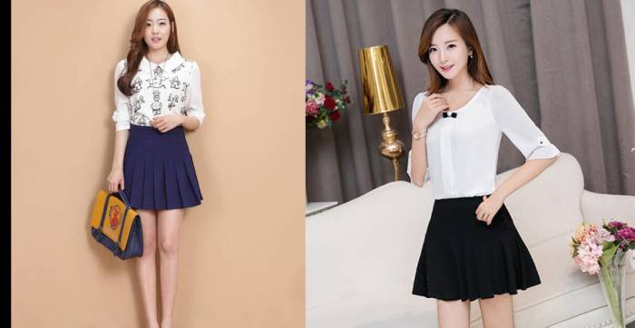 Kết hợp cùng chân váy xếp ly trẻ trung, năng động