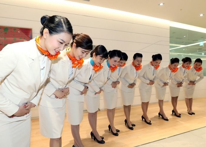 Ngành tiếp viên hàng không cùng đồng phục trắng thanh lịch