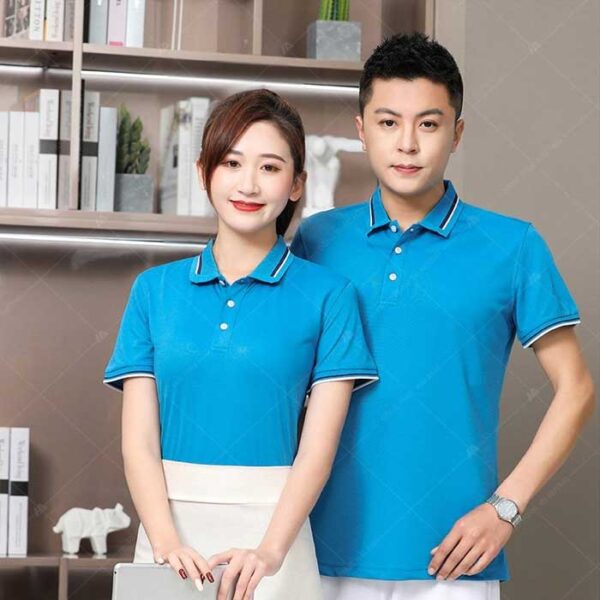 Thời trang áo polo xanh vải katex cao cấp