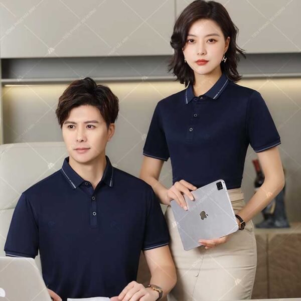 Áo polo cotton đồng phục công ty màu đen tím than