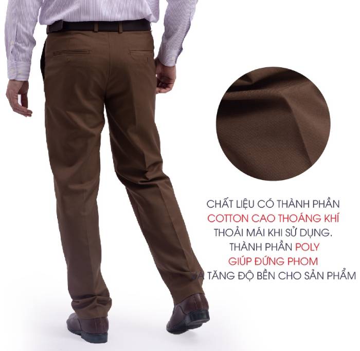 Quần âu nam trung niên được may từ chất vải cotton thoáng khí
