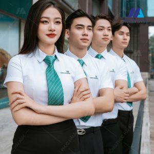 Áo sơ mi Đồng Phục công sở Vietcombank màu trắng- đồng phục Hải Anh