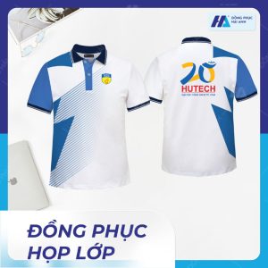 Mẫu áo đồng phục họp lớp 20 năm màu trắng phối xanh- đồng phục Hải Anh