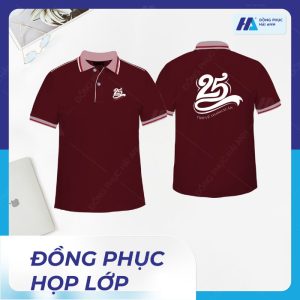 Mẫu áo đồng phục họp lớp 25 năm màu đỏ đô- đồng phục Hải Anh